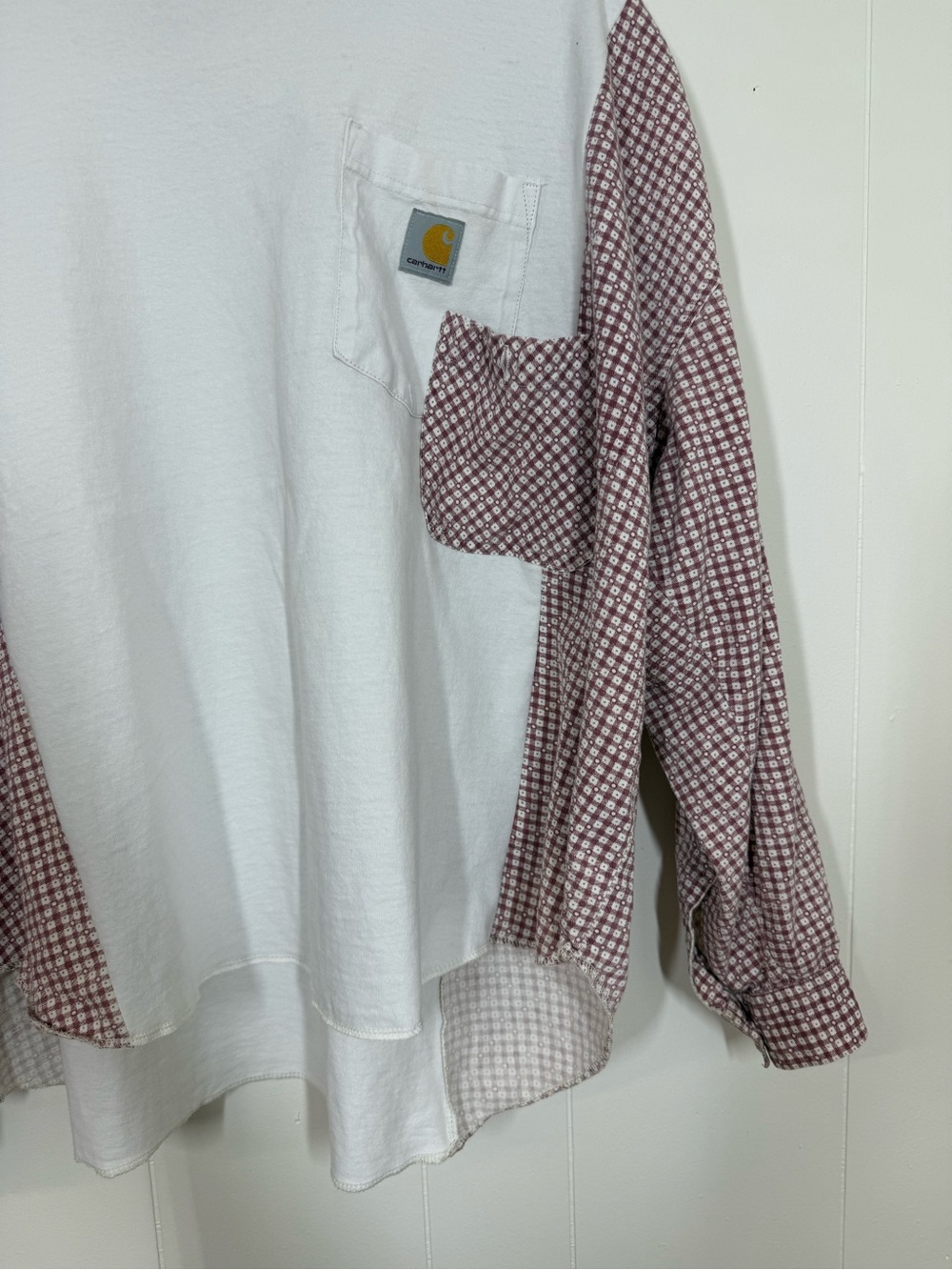 Remi Lyn & Co. Handmade Upcycled Split Carhartt & Flannel Long Sleeve Tee - Picture 5 of 14